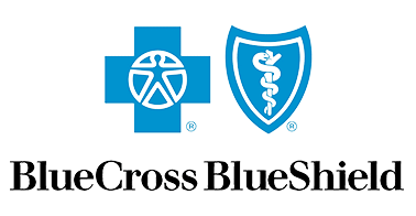 Blue Cross Blue Shield logo featuring a blue cross with a human figure and a blue shield with a caduceus symbol. The text BlueCross BlueShield appears below the symbols.